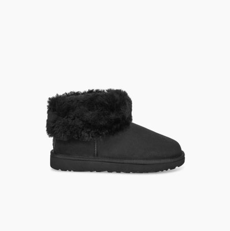 Dámské Classic Boots UGG Classic Mini Fluff Černé | HTHJQYFY