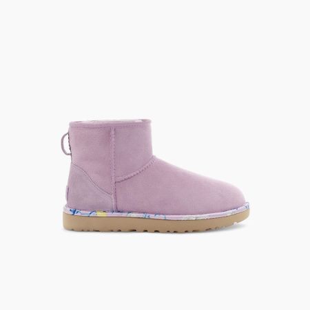 Dámské Classic Boots UGG Classic Mini Floral Světle Růžové | SNR2SD5T