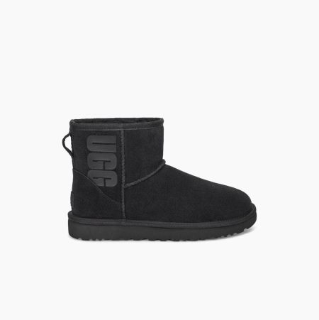 Dámské Classic Boots UGG Classic Mini Rubber Logo Černé | JYQ9F5CI