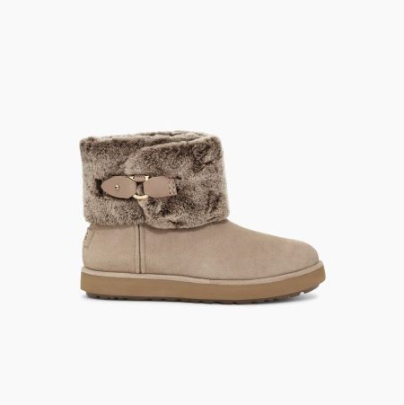 Dámské Mini Boots UGG Classic Berge Mini Semišové Hnědožlutý | QPPR82YI