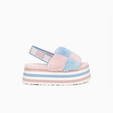Dámské Pantofle Na Platformě UGG Disco Checker Růžové Blankyt | S6JCK76J