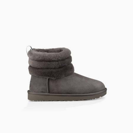 Dámské Prošívané Kozačky UGG Classic Mini Fluff Tmavě Šedé | TZHOW0OM