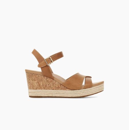 Dámské Sandály Na Klínku UGG Cloverdale Hnědožlutý | JUCYXEJB