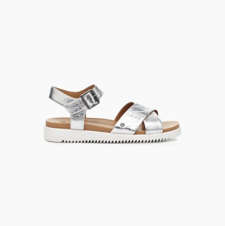 Dámské Sandály UGG Zoie Metallic Stříbrné | U32ICGFJ