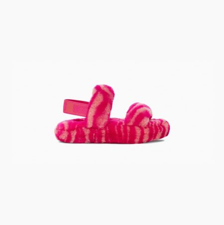 Dětské Pantofle Na Platformě UGG Oh Yeah Zebra Růžové | E34ST3M5