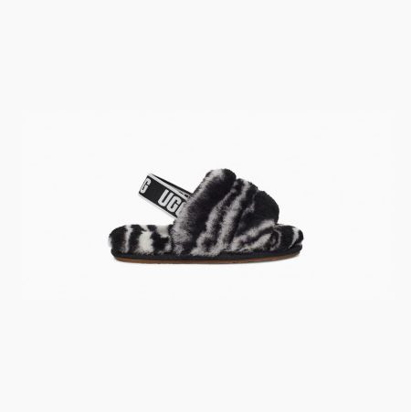 Dětské Sandály UGG Fluff Yeah Pantofle Zebra Černé Bílé | H6217MUG